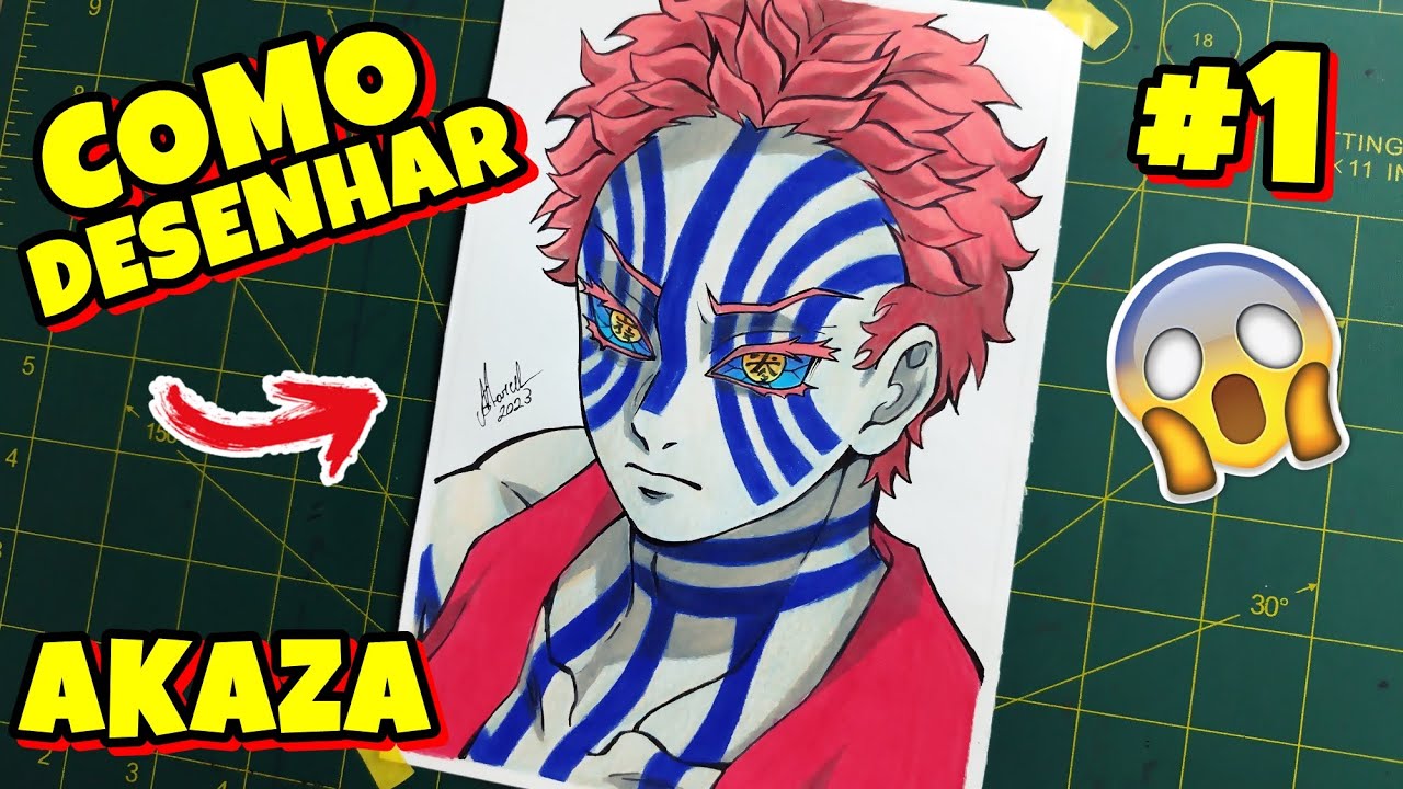 Como desenhar o LUA SUPERIOR 3 AKAZA Demon Slayer passo a passo #1
