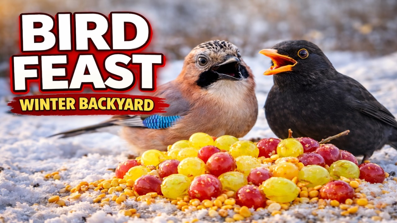 4K Relaxation Nature | Birds Eating — Jays, Ducks & BlackBird — Птахи на землі