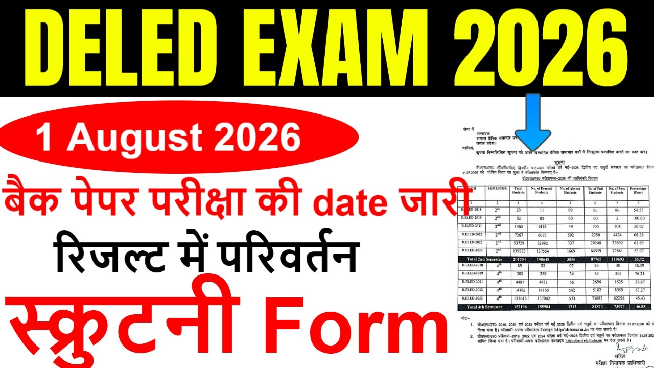DELED 2nd & 4th Semester Result Date 2026 | DELED 2nd, 4th sem result कब आएगा
