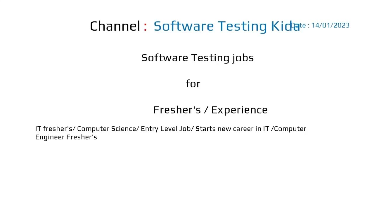 Freshers Job in Software Testing