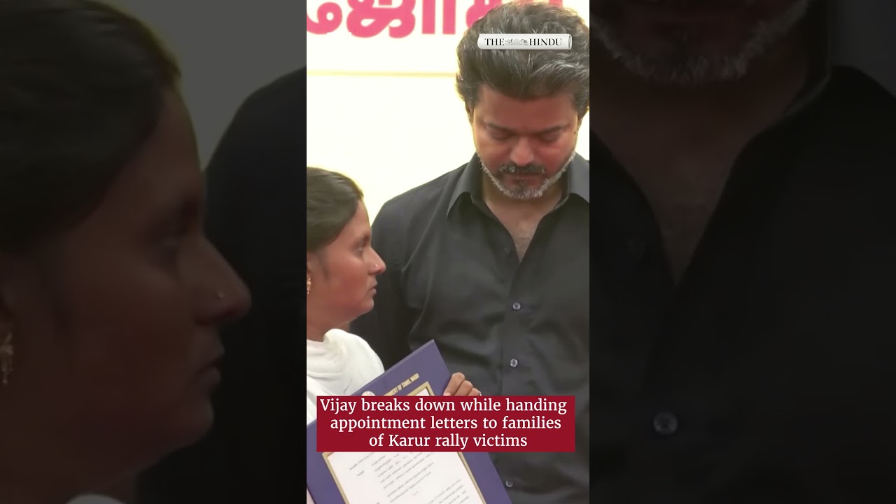 Vijay breaks down while handing appointment letters to families of Karur rally victims