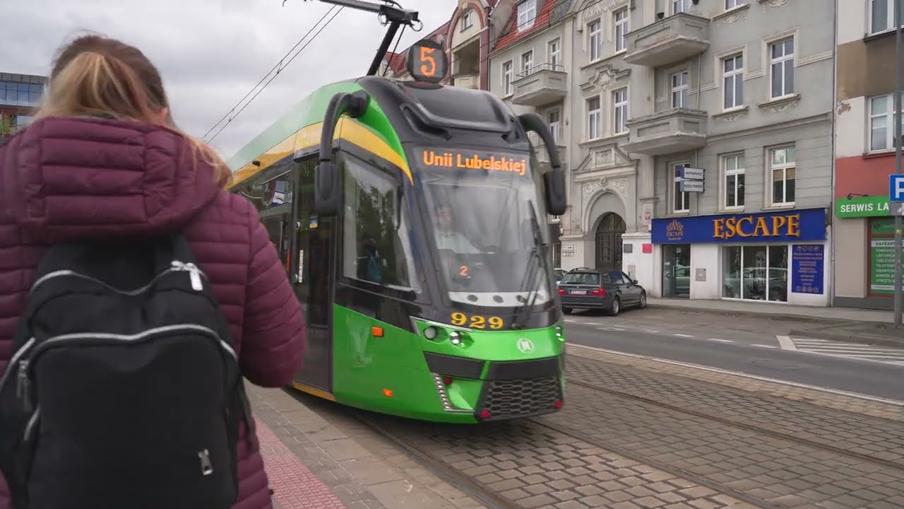 Poland, Poznań, tram 5 ride from Krauthofera to Unii Lubelskiej