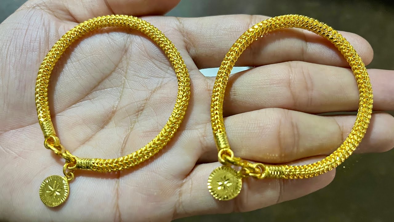 ខ្សែដៃម៉ូតអង្គាដីមូល#gold #jewelry #bracelet 