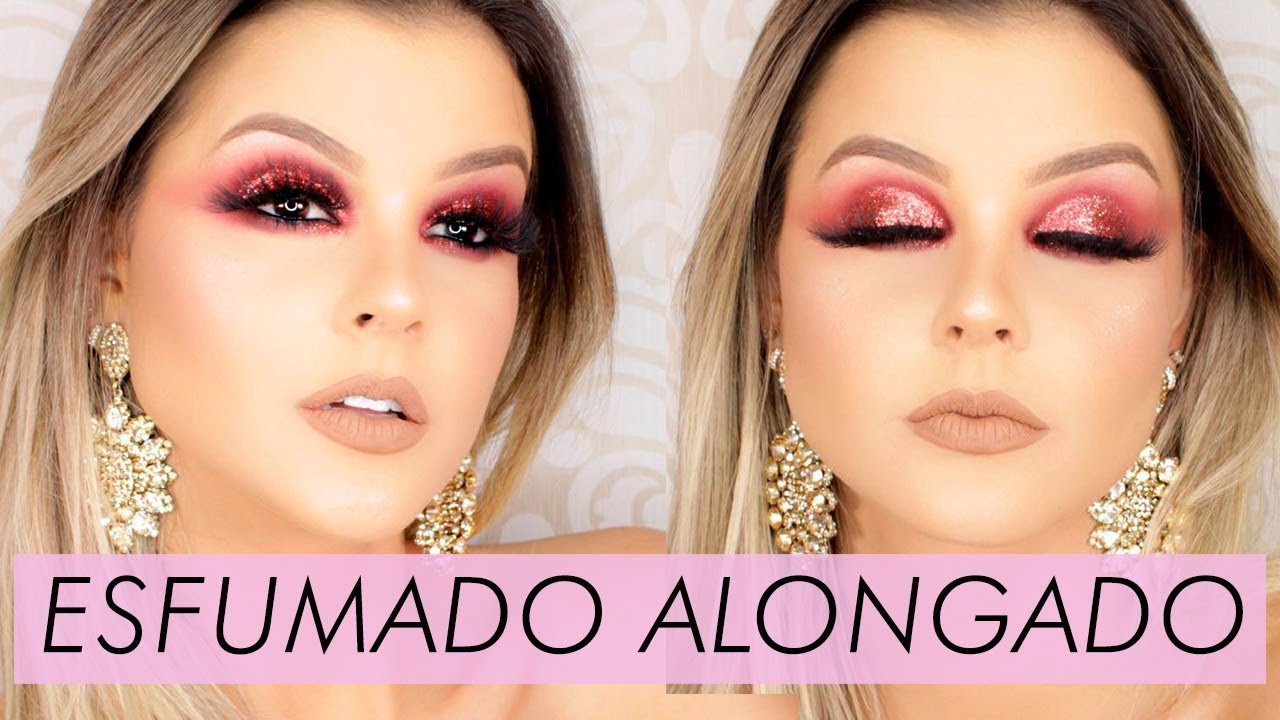 ESFUMADO ALONGADO COM GLITTER | MAKE VERMELHA