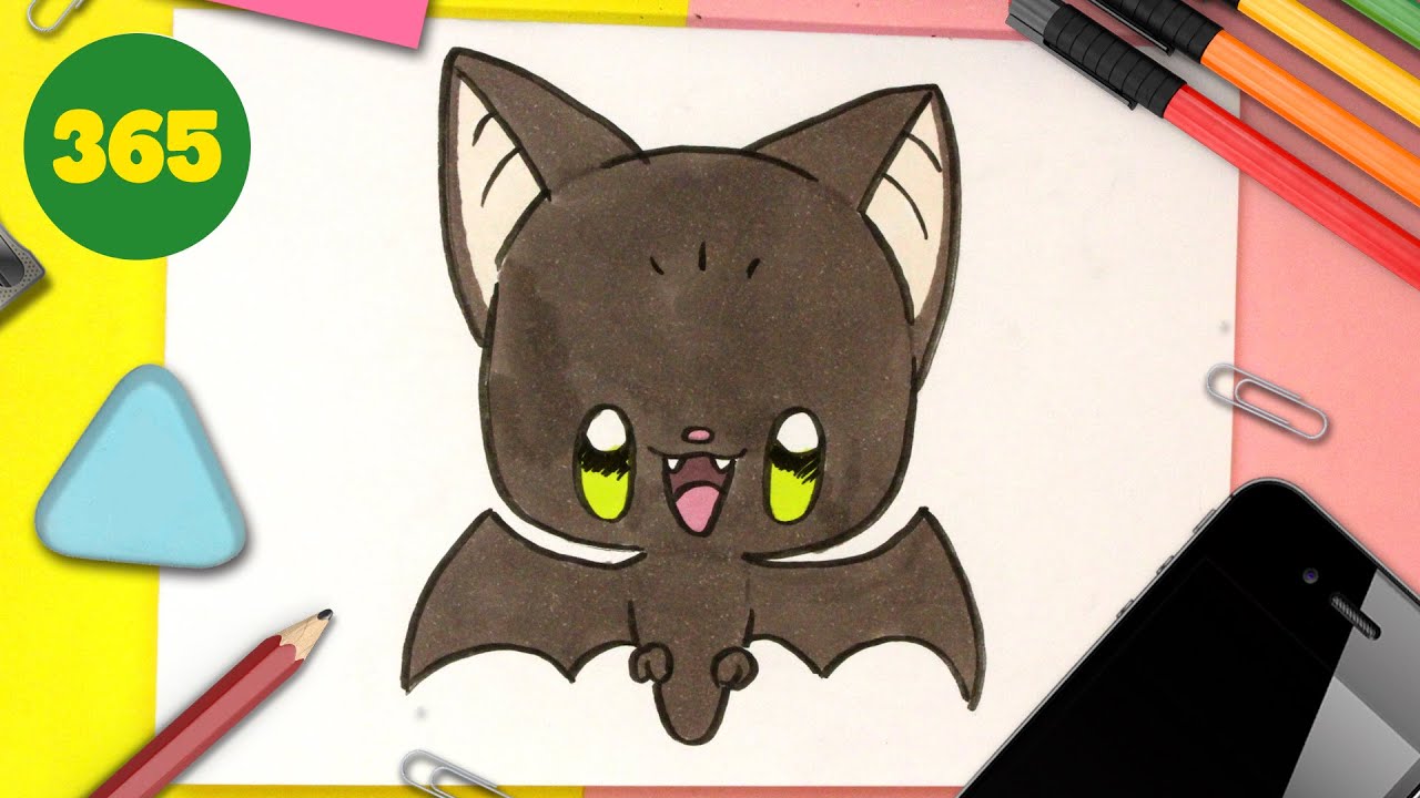 COMMENT DESSINER CHAUVE-SOURIS KAWAII ÉTAPE PAR ÉTAPE – Dessins kawaii - comment dessiner halloween