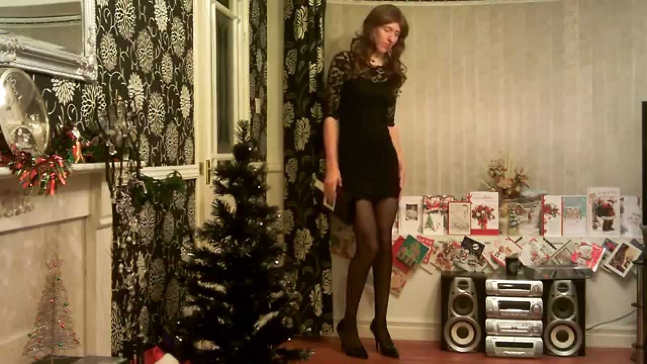Crossdresser in Black Lace Dress and Black Heels 18/12/2014