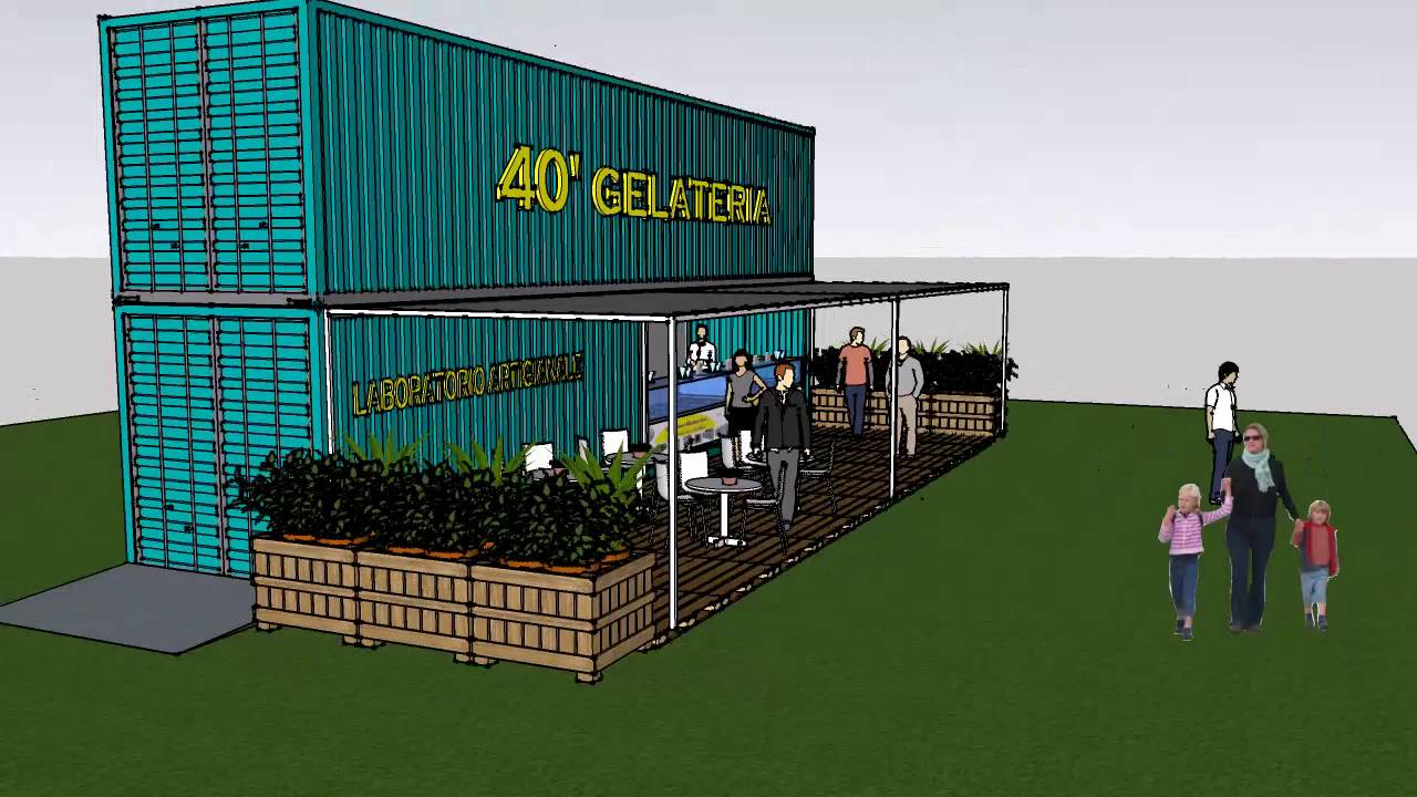 Container Modificati, container 40' gelateria artigianale bar chiosco