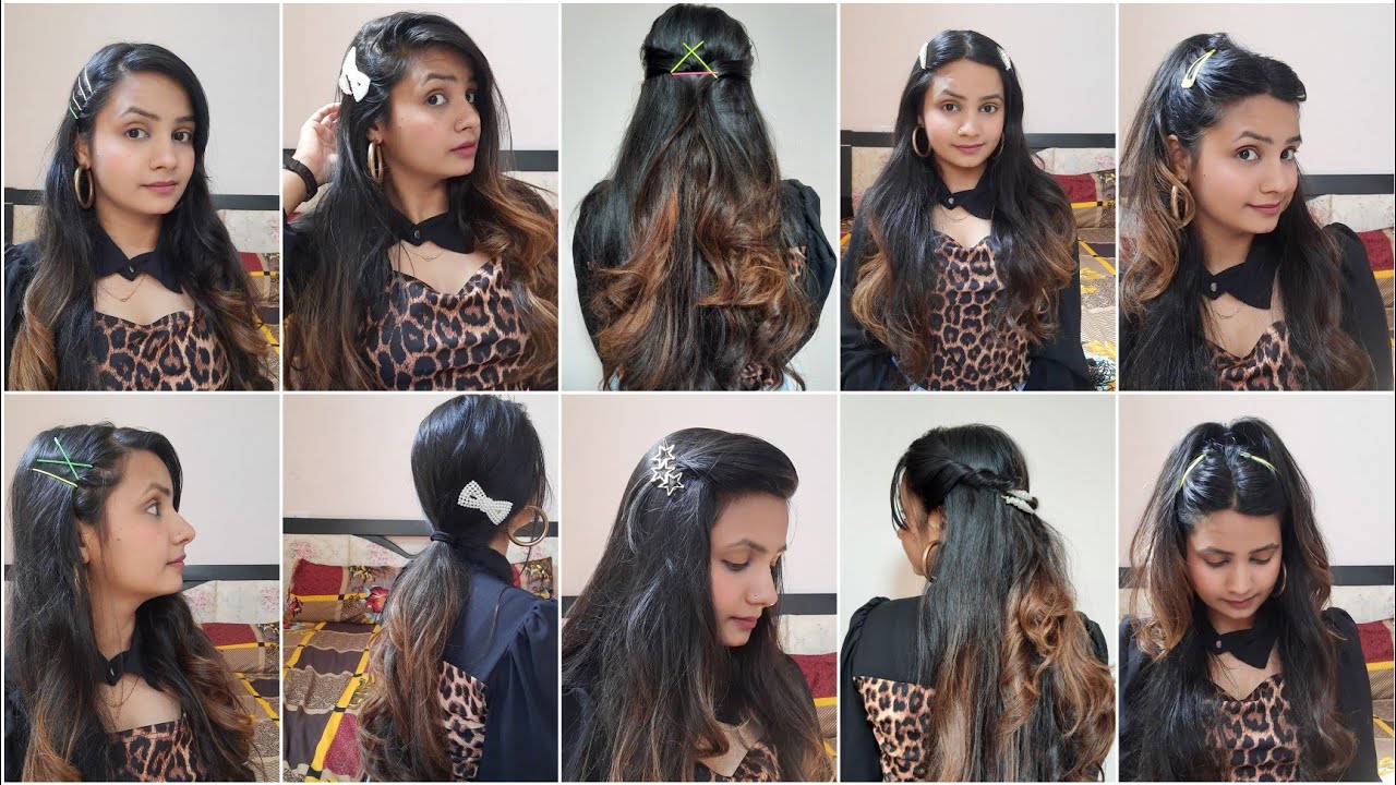 9 Hairstyles Using Hair Clips||Quick and Easy Everyday Hairstyle||by 