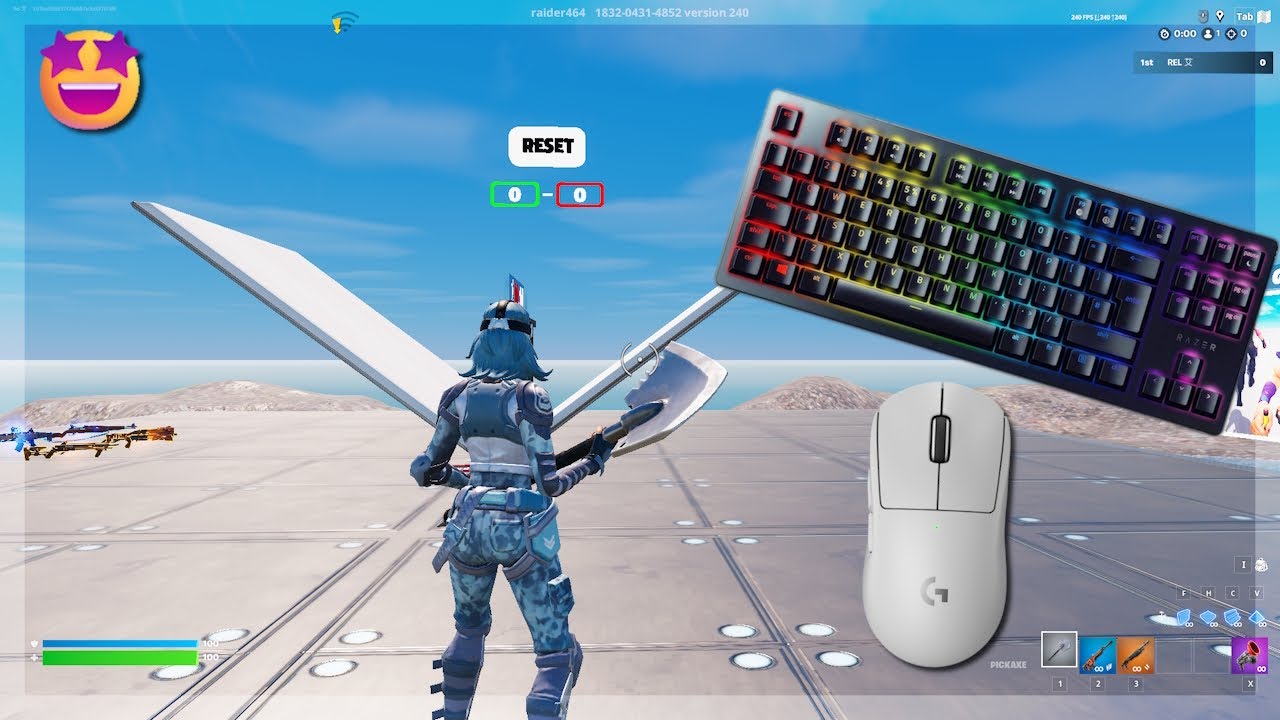 Razer Gaming Keyboard 🤩Fornite 1v1 BuildFight 🏆Smooth Gameplay 240FPS 4K
