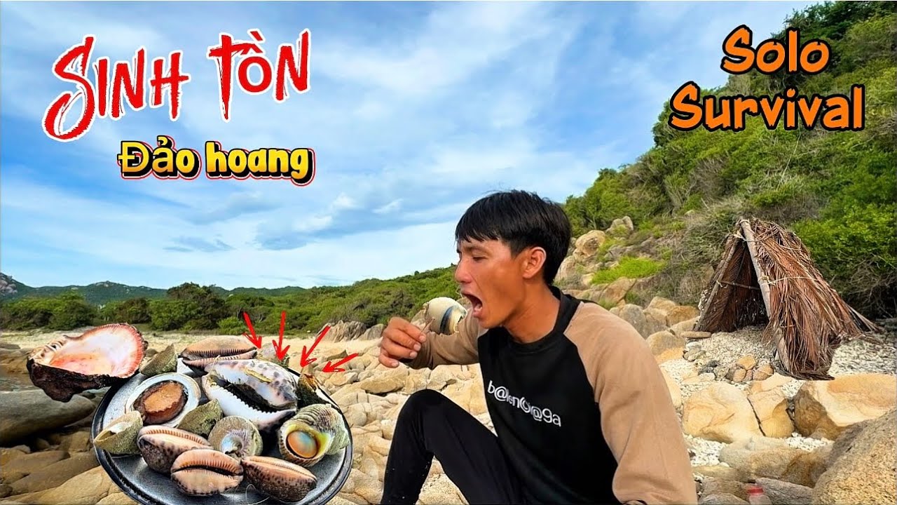 28h trải nghiệm một mình trên đảo hoang tự tạo dựng nơi trú ẩn tìm thức ăn | 2 Day survival camping
