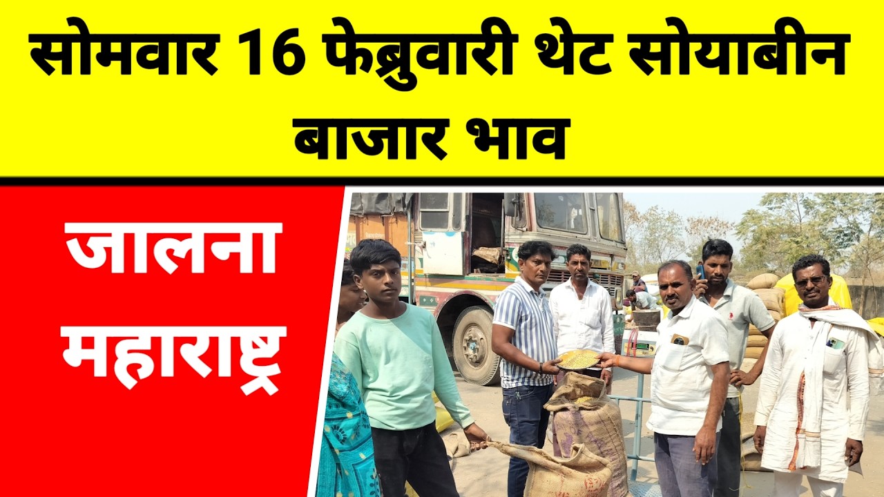 सोमवार 16 फेब्रुवारी थेट सोयाबीन बाजार भाव जालना महाराष्ट्र || पीक पाणी