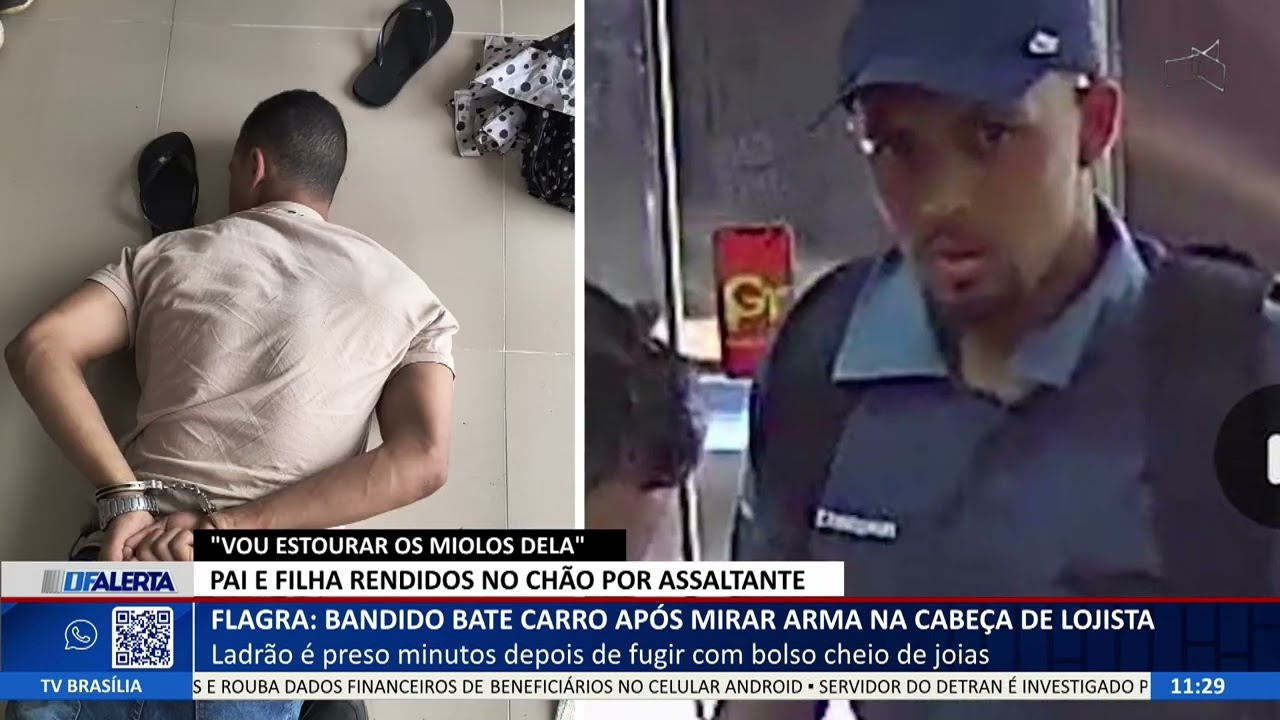DF ALERTA - Flagra: bandido bate carro após mirar arma na cabeça de lojista