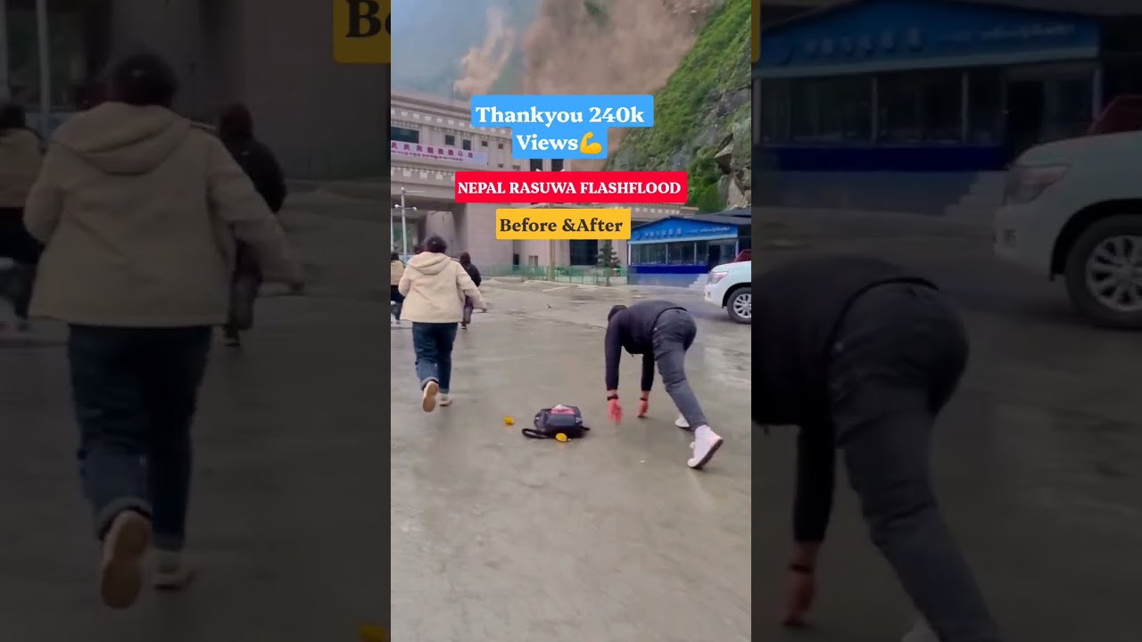 See How Rasuwa Nepal 💔🇳🇵-China 🇨🇳 Border was Submerged😱/Flooded in Seconds!🍃🏃 #flood #rasuwa #fyp