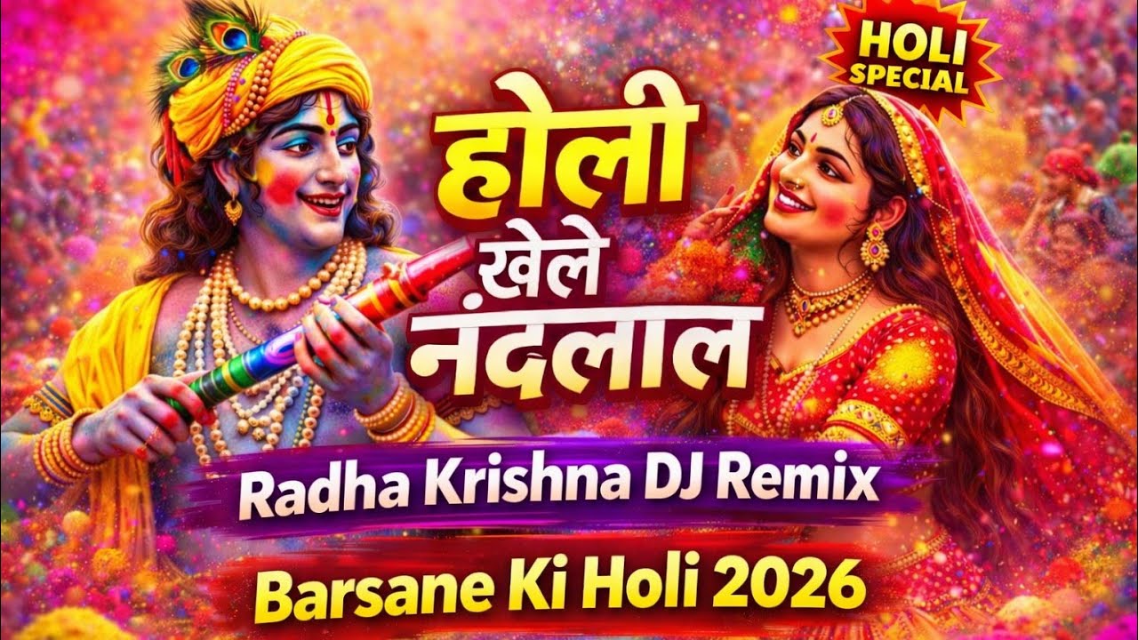 होली खेले नंदलाल | Barsane Ki Holi 2026 | Radha Krishna DJ Remix | Holi Bhajan Song