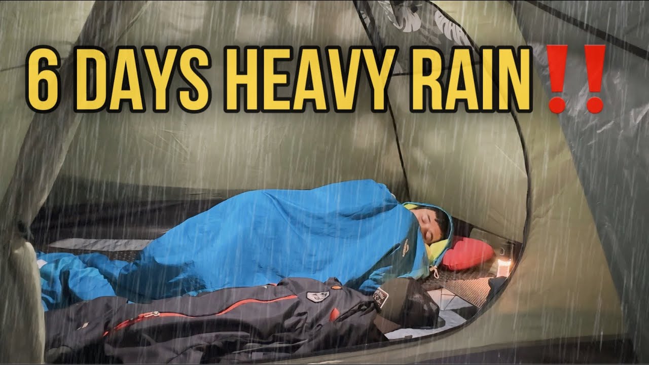 6 Days Long Heavy Rain‼️ 6 Days Solo Camping in Heavy Rain‼️ ASMR