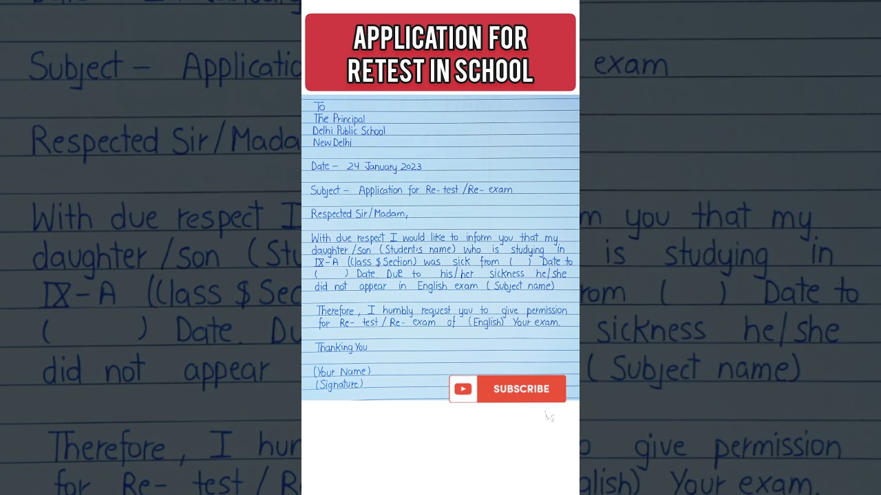 Application for Retest in school⚡#retestletter#retestapplication#shorts #short #youtubeshorts