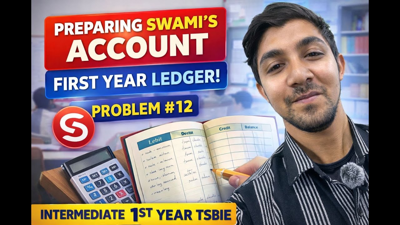 Problem No. 12 | Preparing Swami’s Account 🔥 Intermediate 1st Year Ledger | TSBIE Accounts