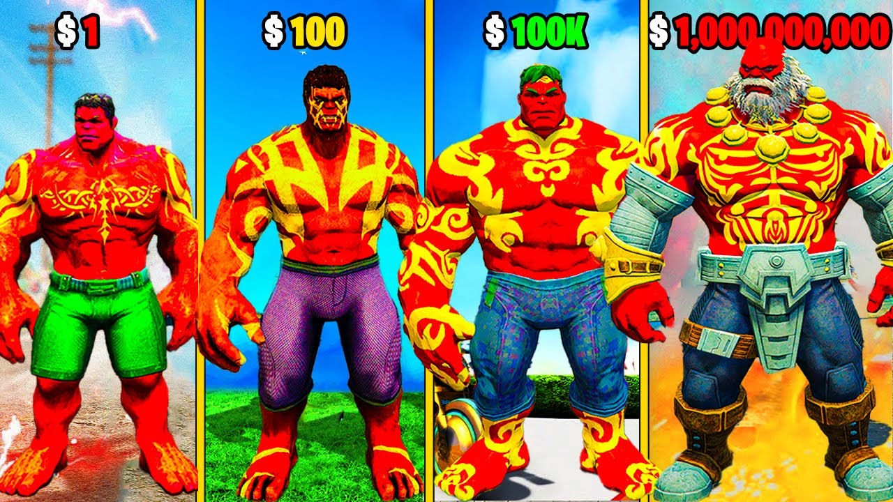 $1 RED HULK SUIT to $1,000,000,000 HULK SUIT in GTA 5!!