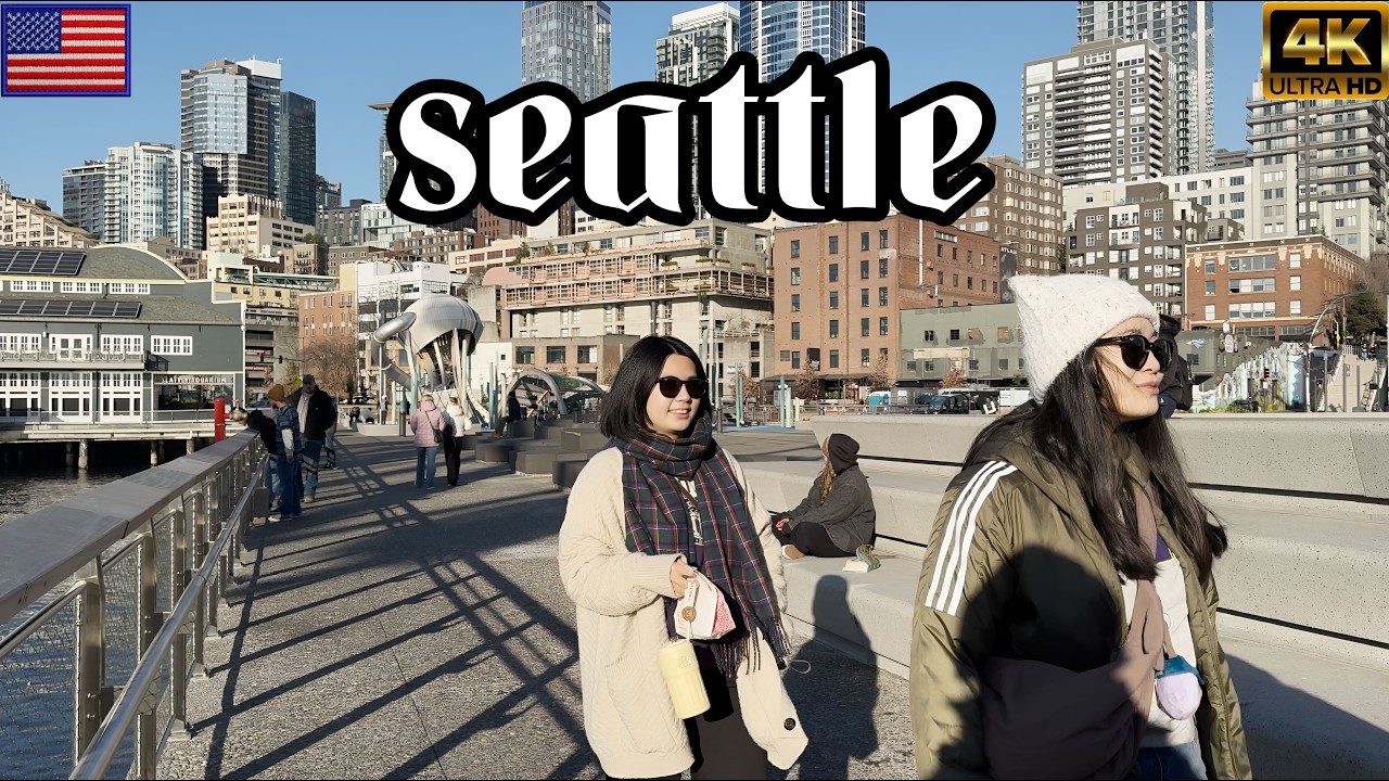 🇺🇸 [4K] Seattle Waterfront ASMR 🇺🇸 |🎡Great Wheel, Pike Place Market, Ferry Terminals🐟@MrBeeTours🇺🇸