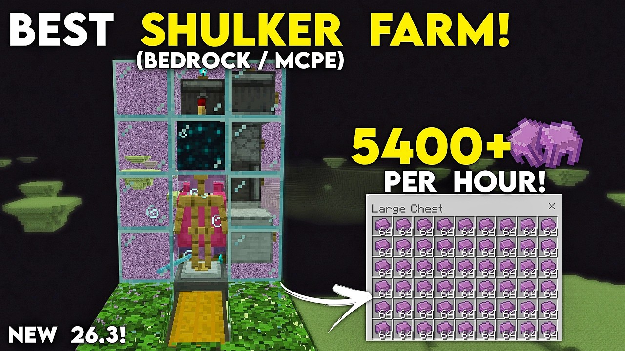 NEW 26.3 SHULKER FARM in Minecraft Bedrock! (5400+/H!)