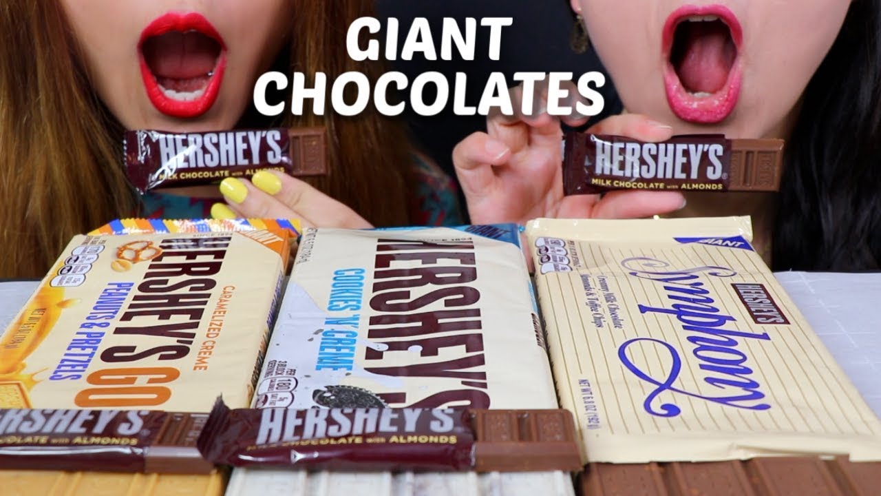 ASMR GIANT HERSHEY'S CHOCOLATE BARS 초콜릿 리얼사운드 먹방 チョコレートcoklat | Kim&Liz ASMR