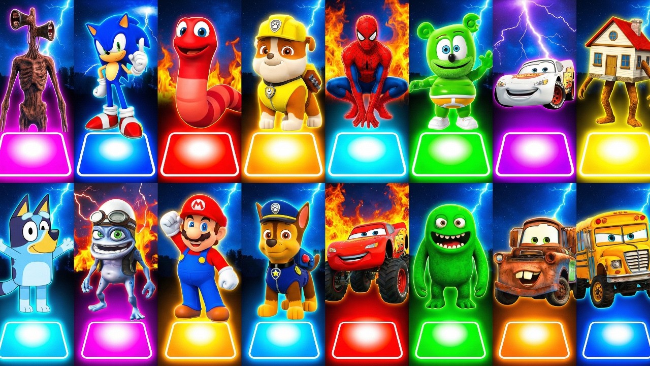 EXTRA SLIDE 🆚 SPIDER THOMAS 🆚 THOMAS EXE 🆚 BUS EATER 🆚 SKIBIDI TOILET | Tiles Hop EDM Rush!