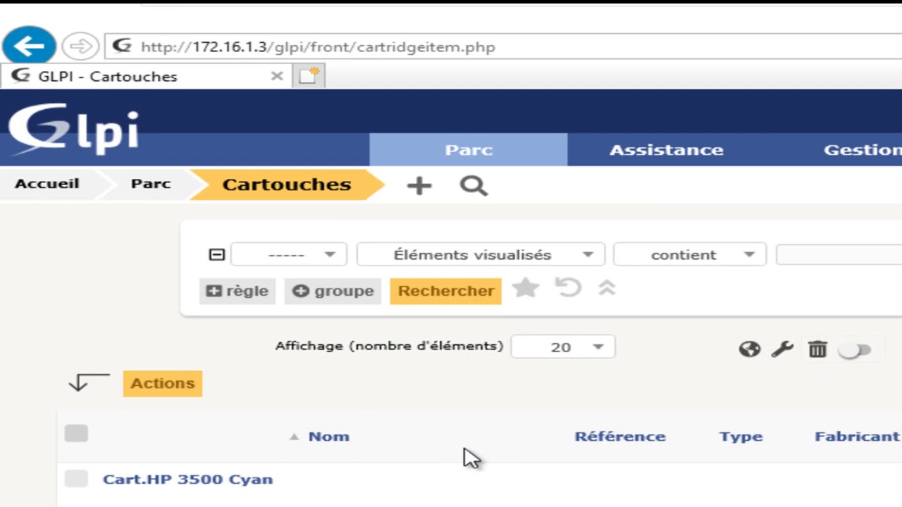 Gestion des cartouches d'impression sur GLPI