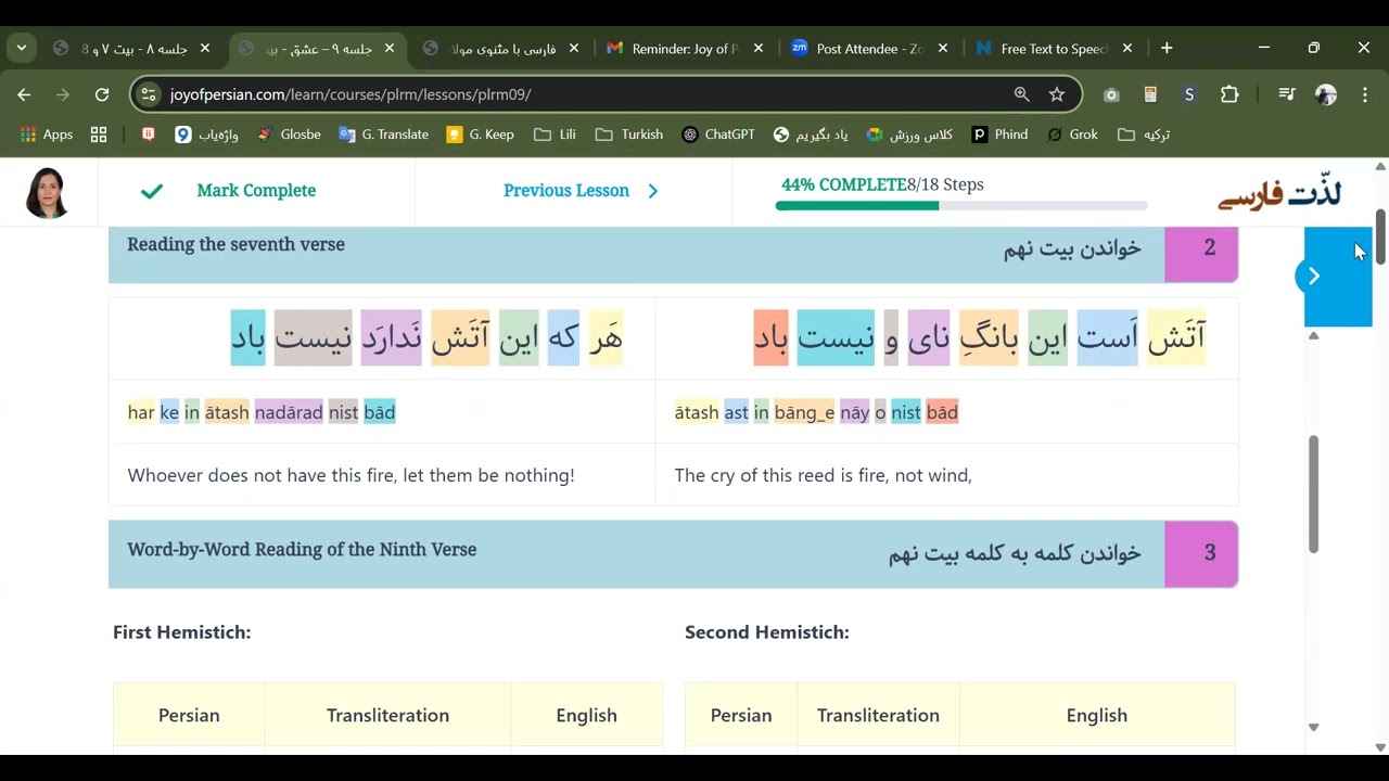 Learning Farsi with Rumi's Nehnama || verses 9-10 || Leila Seyedghasem (Joy of Persian)