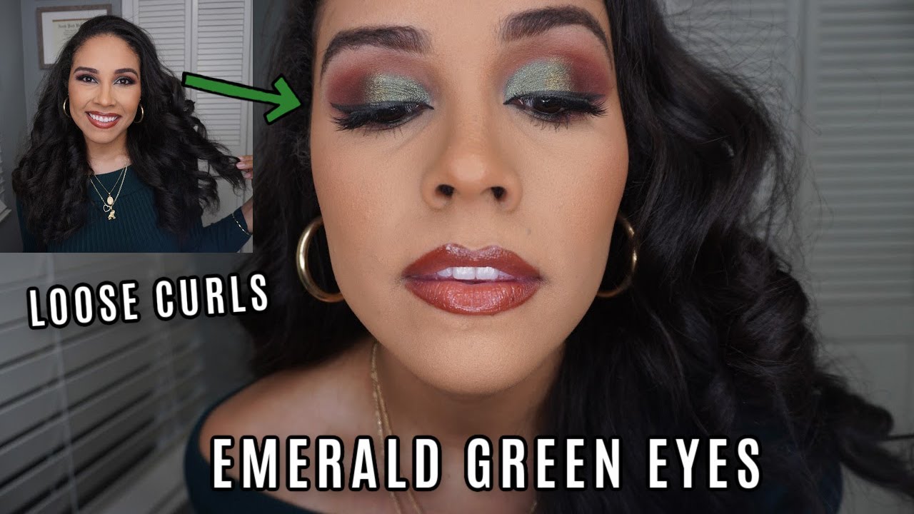 EMERALD GREEN EYES AND LOOSE CURLS | MAKE UP AND HAIR TUTORIAL | Daniela Carolina