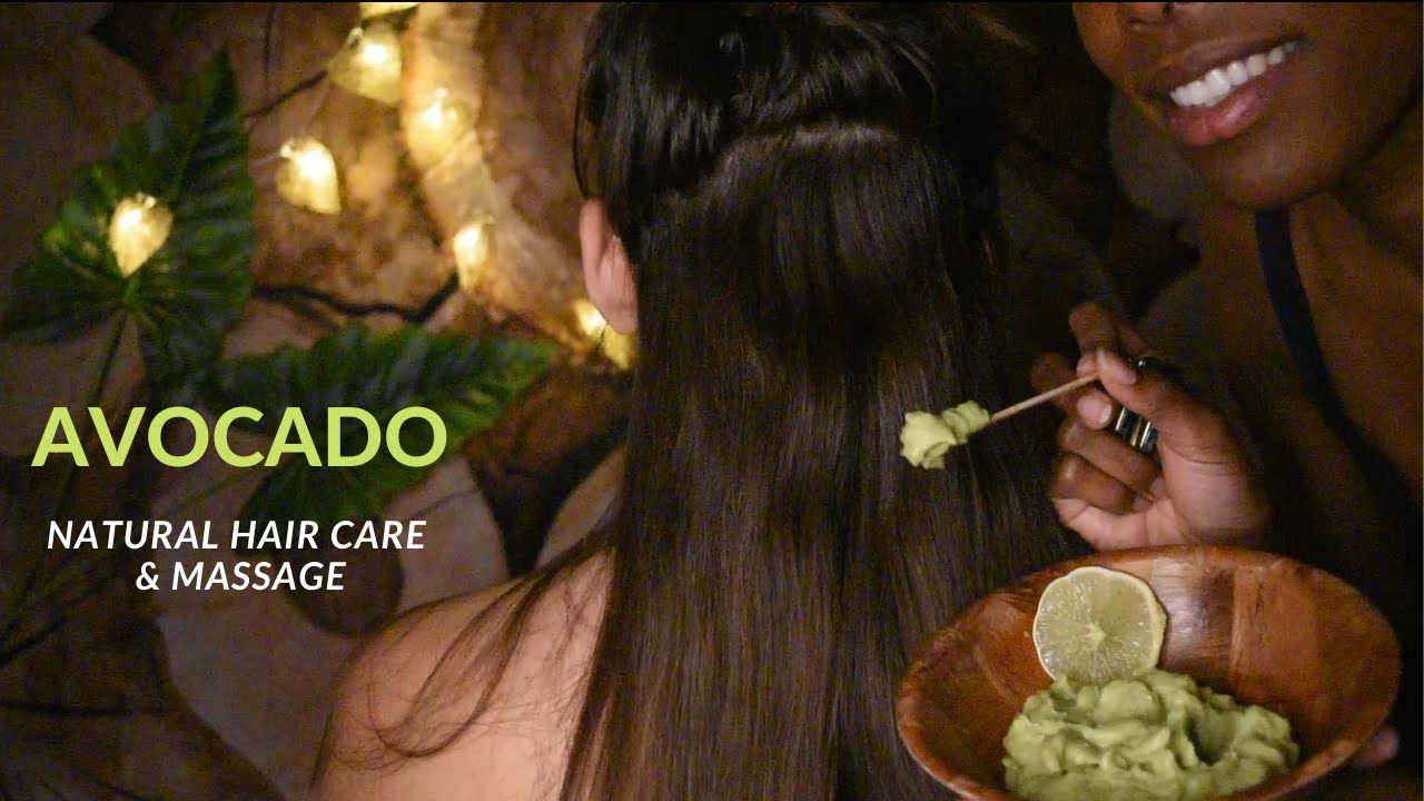 ASMR🥑AVOCADO HAIR TREATMENT and Oil MASSAGE (Back, Neck, shoulders, scalp) 🥑