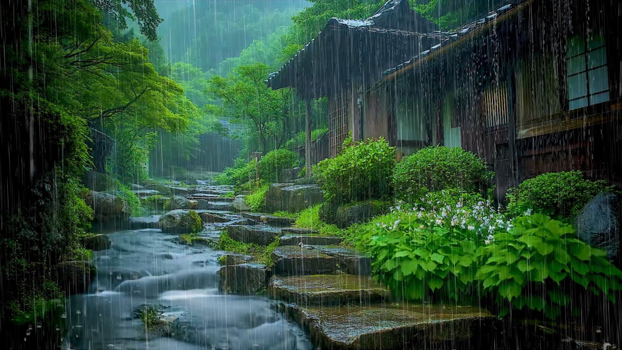 Discover Peaceful Sleep with Rain in Japanese Forest Temple 🍀 Let The Rain Be Your Lullaby