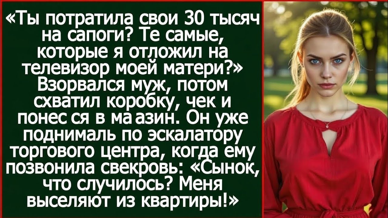 Ты потратила свои 30 тысяч на сапоги? Те самые, которые я отложил на телевизор моей матери?