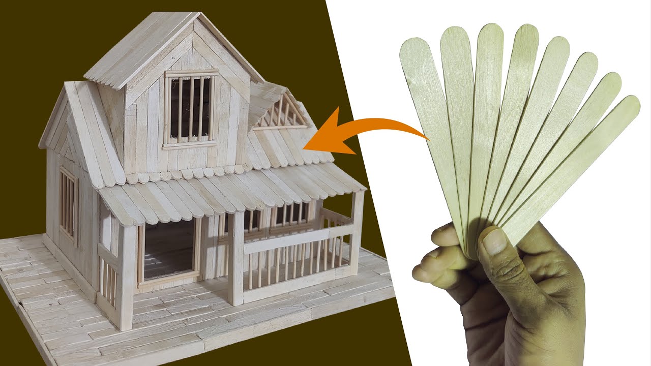 Creating Art with Ice Cream Sticks   Building a Mini House