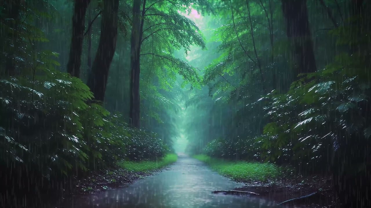 4K Rainy Forest Ambience(12HOURS) | Gentle Rain Sounds & Nature ASMR | Relax•Sleep•Focus | Wallpaper