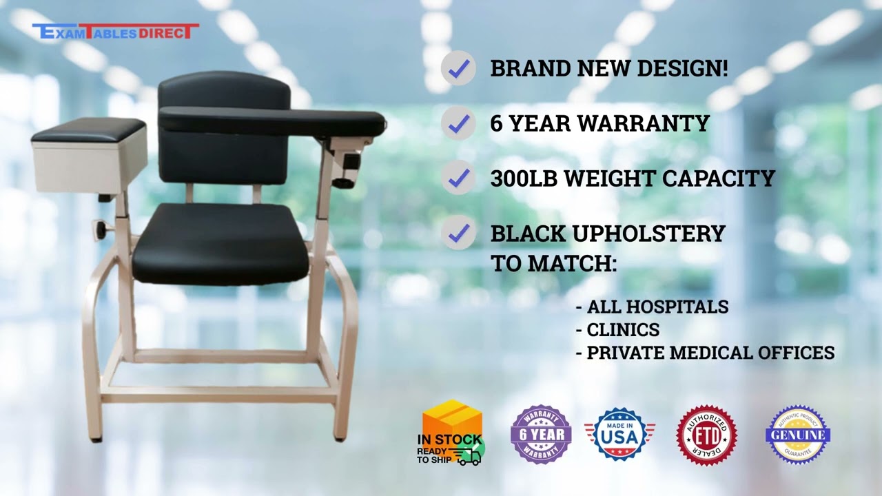 Blood Drawing Phlebotomy Chair w/Drawer (Ambidextrous version) by ExamTablesDirect