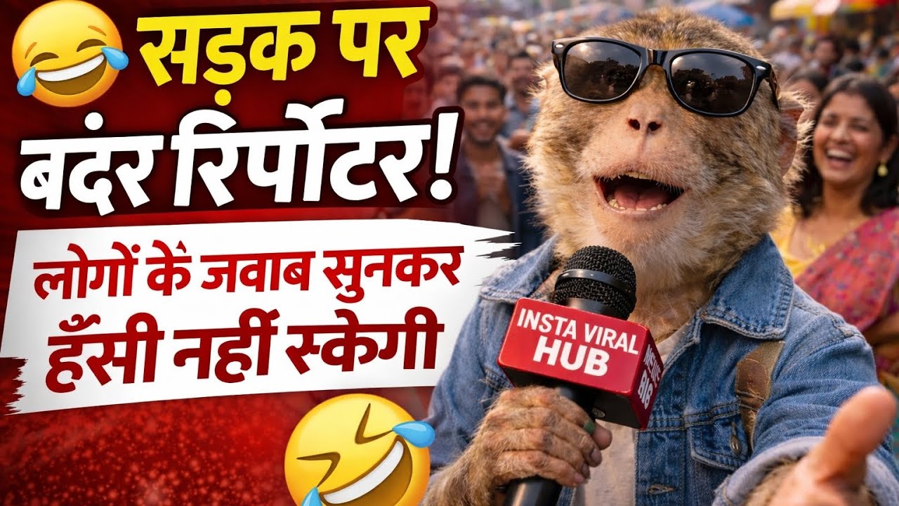 😂 सड़क पर बंदर रिपोर्टर! लोगों के जवाब सुनकर हँसी नहीं रुकेगी