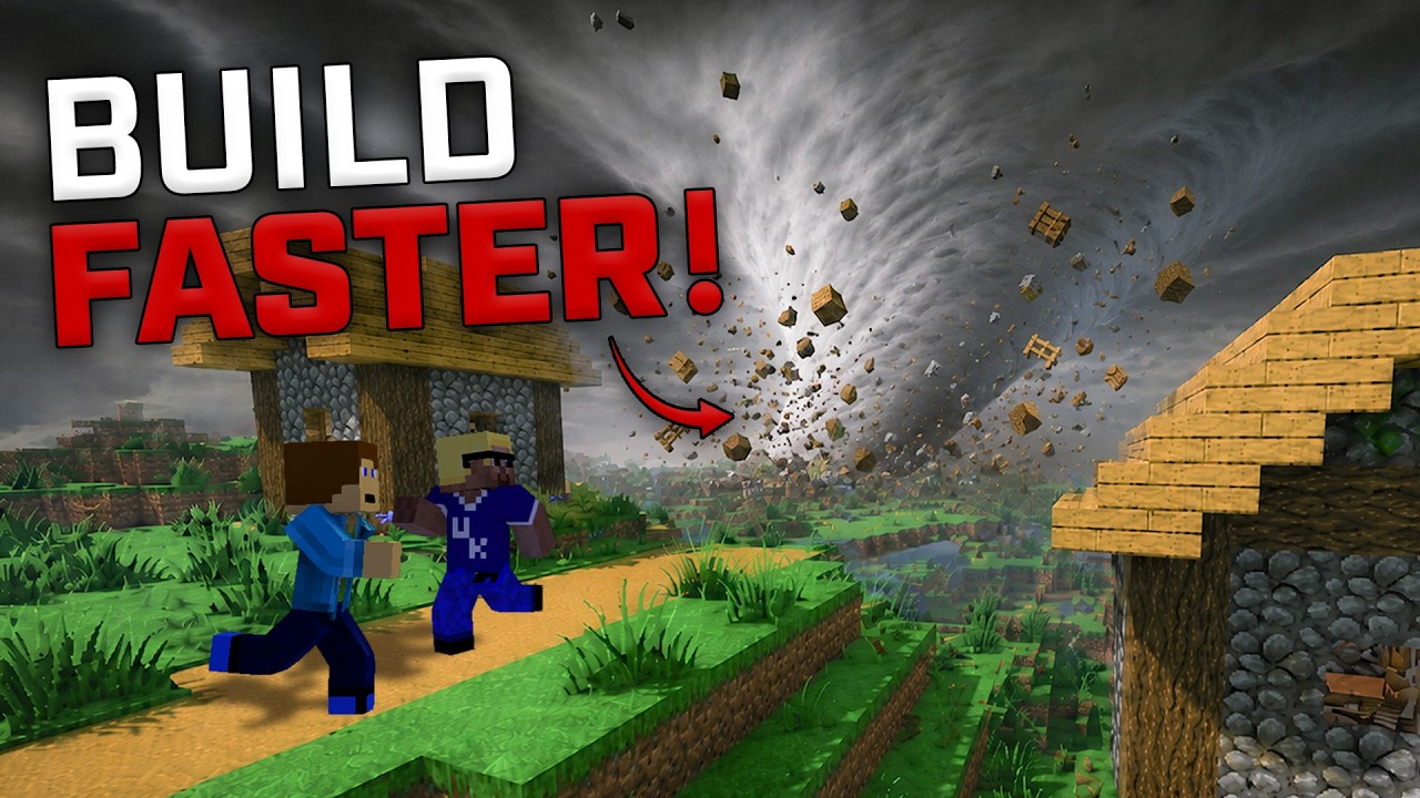 Can we TORNADO-PROOF this Minecraft Village in 30 Minutes?