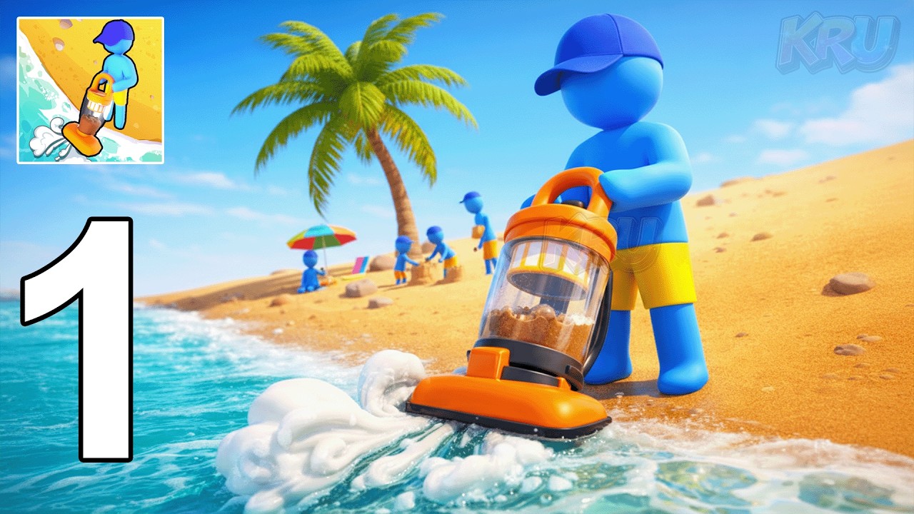 Clean The Beach Walkthrough Part 1 - Clean & Upgrade (Gameplay iOS, Android)