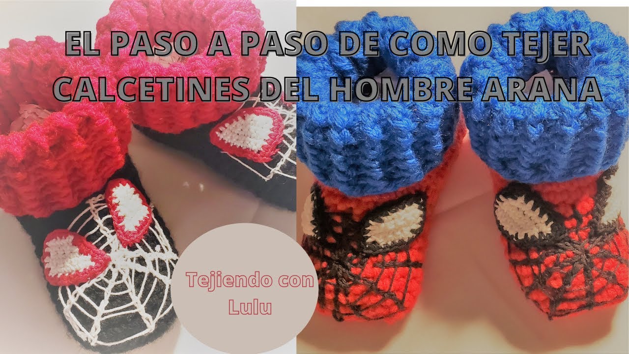 EL PASO A PASO  A CROCHET DE COMO TEJER ZAPATOS DEL HOMBRE ARANA// HOW TO CROCHET SPIDERMAN SOCKS