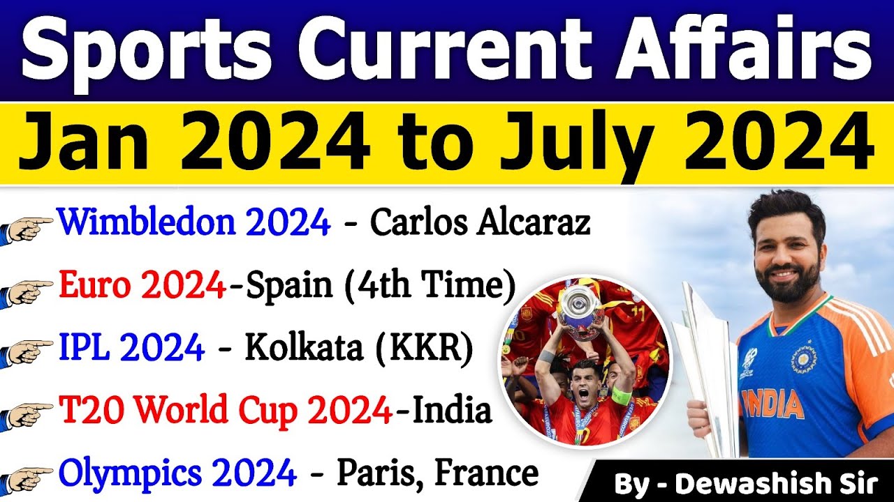 Sports Current Affairs 2024 | Jan to July 2024 | खेल करेंट अफेयर्स 2024 | Sports GK 2024 #sportsgk