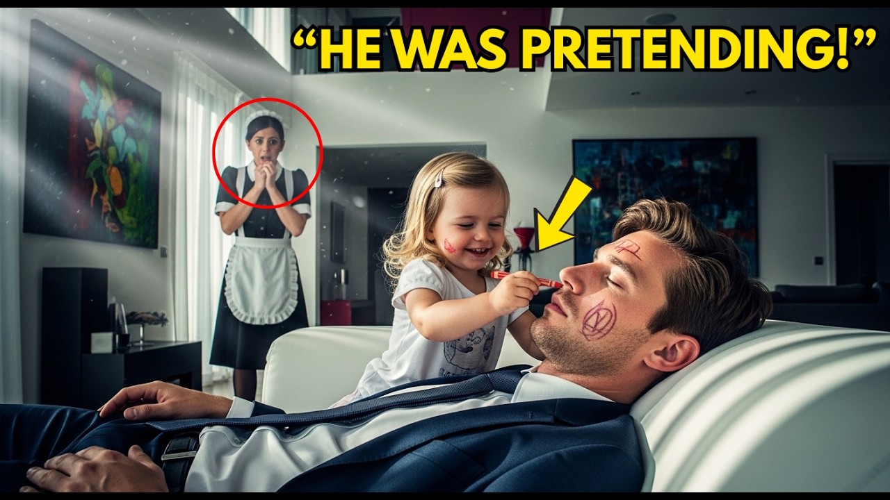 The Billionaire Pretended to Sleep, A Secret Test, and a Drawing That Melted His Heart