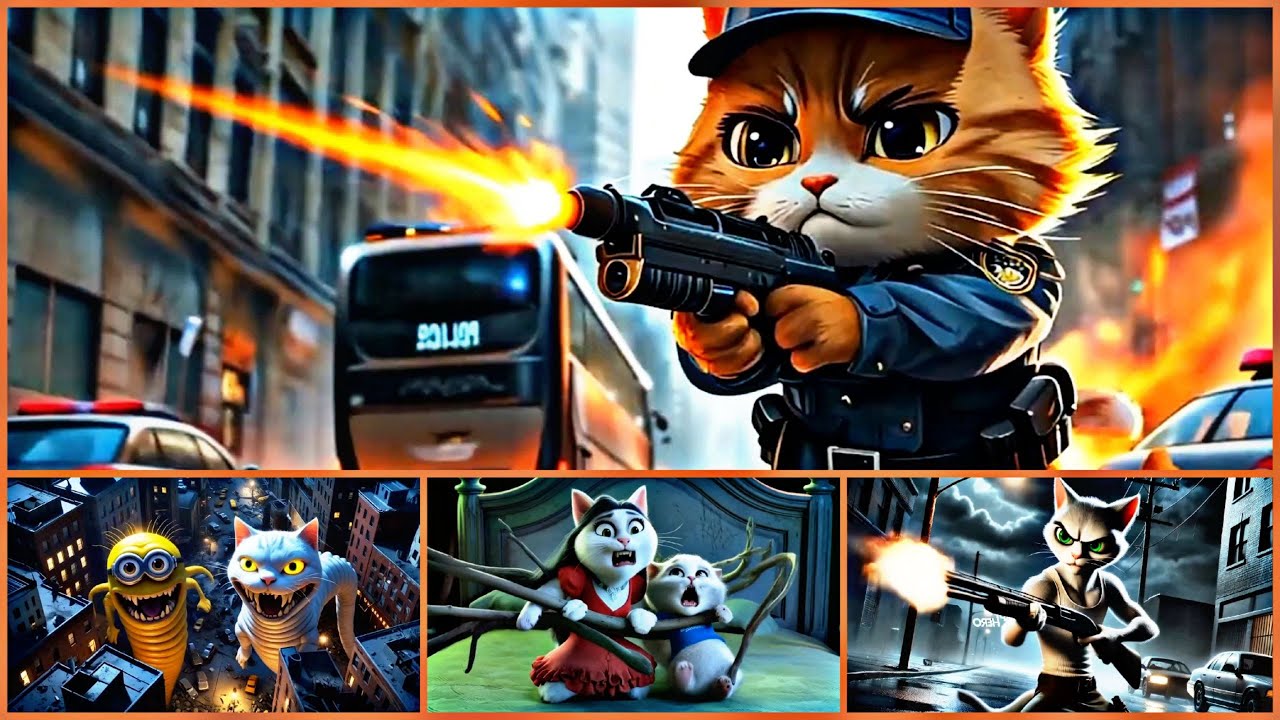 Tiles Hop Action Remix &mdash; Hero Cat Cop Showdown | Viral 4K Animation