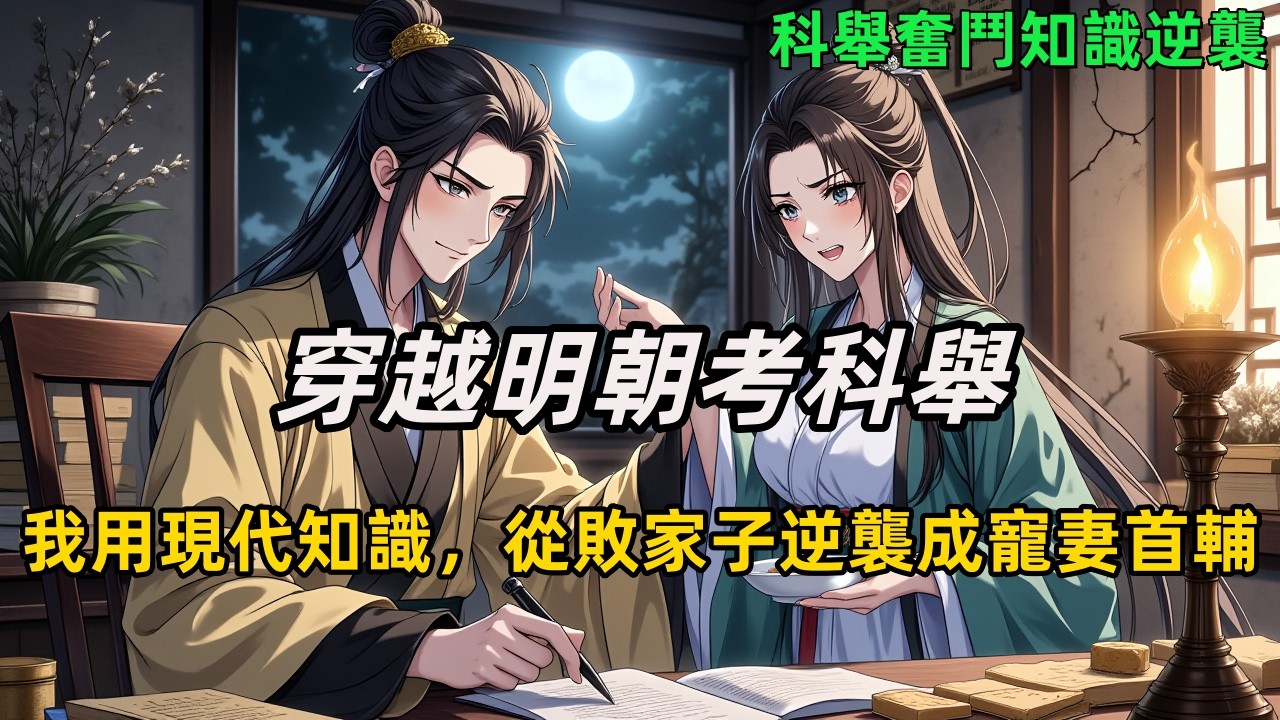 《穿越明朝考科舉：我用現代知識，從敗家子逆襲成寵妻首輔》穿越成窮書生，撿回異瞳妻。她喚夫君，我闖前程。現代思維戰科舉，縣試、府試到殿試。步步高升，以功名換她一世榮華。