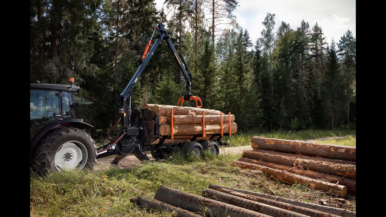 BMF 11T1Pro Forestry Trailer and BMF 720 Crane in Swedish