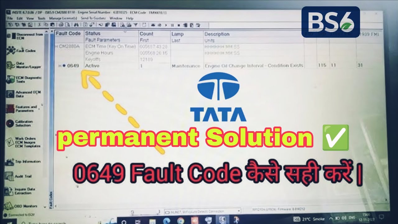 Tata Bs6 649 fault code permanent Solution ✅ save you engine to being cease engine 🤔#649faultcode