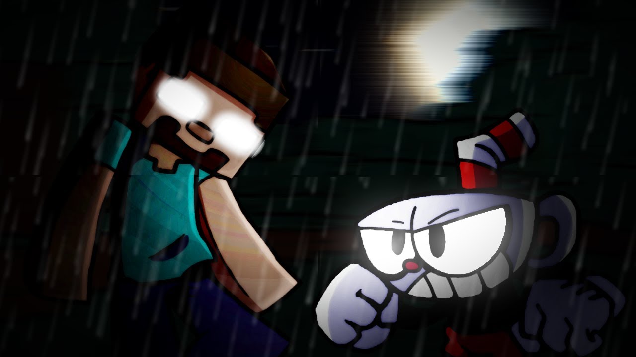 FNF Mashup | Herobrine vs Cuphead | Danger x Knockout & Technicolor Tussle