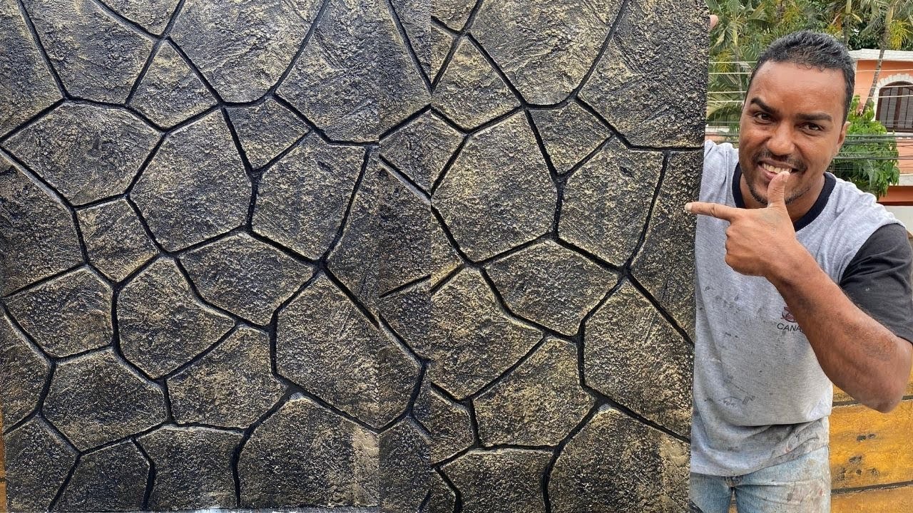 efeito pedra com argamassa dese jeito você já viu passo a passo completo vem comigo