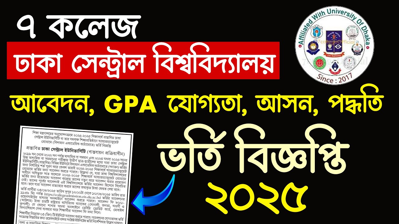 ঢাকা সেন্ট্রাল বিশ্ববিদ্যালয় ভর্তি বিজ্ঞপ্তি ২০২৫ - প্রকাশ। Dhaka Central University Circular 2025