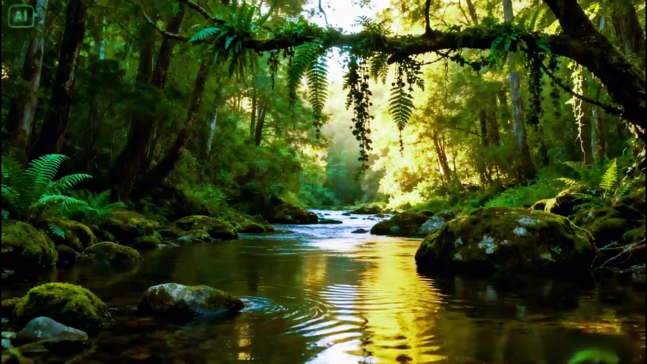 Relaxing Forest River Sounds with Gentle Birdsong for Sleep, Study, and Meditation