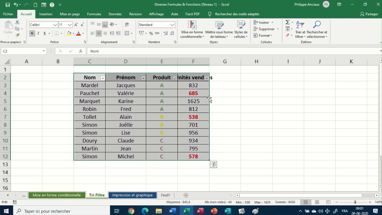 Chapitre 3-(1) Modifier une feuille de calcul